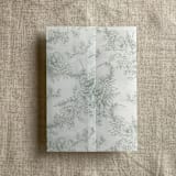 "Sage poppy floral toile printed vellum wrap for 5x7 card | pack of 10" - Invitation Jackets and Overlays in green by Ivory Invitations
