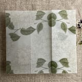 "Antique Hydrangea flower moss leaf printed vellum wrap for 5x7 card | pack of 10" - Invitation Jackets and Overlays in green by Ivory Invitations