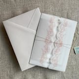 "Blush floral printed scallop edge vellum wrap for 5x7 card | pack of 10" - Invitation Jackets and Overlays in pink by Ivory Invitations