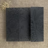 "Black elegant peonies and berries printed vellum wrap for 5x7 card  | pack of 10" - Invitation Jackets and Overlays in black by Ivory Invitations