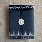 "Navy knitted holiday vellum wrap for 5x7 card | pack of 10" - Invitation Jackets and Overlays in blue by Ivory Invitations