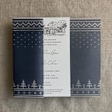 "Navy knitted holiday vellum wrap for 5x7 card | pack of 10" - Invitation Jackets and Overlays in blue by Ivory Invitations