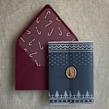 "Navy knitted holiday vellum wrap for 5x7 card | pack of 10" - Invitation Jackets and Overlays in blue by Ivory Invitations