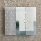 "White snow flake and forest vellum wrap for 5x7 card | pack of 10" - Invitation Jackets and Overlays in white by Ivory Invitations
