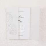 "Monstera Leaves Silver Foil Stamping on White Vellum Wraps, Set of 10" - Invitation Jackets and Overlays in silver by Self Stationery