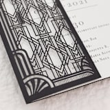 "Art Deco Great Gatsby Black Intricate Lasercut Gate  for 5x7 Card  | Set of 10 | Envelopes Included" - Invitation Jackets and Overlays in black by Self Stationery