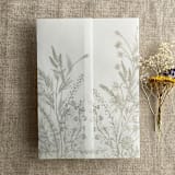 "Light gray English botanical garden floral printed vellum wrap for 5x7 card | pack of 10" - Invitation Jackets and Overlays in gray by Ivory Invitations