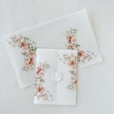 "Blush Pink, Peach Floral Wedding Invitation Vellum Jacket" - Invitation Jackets and Overlays in pink by Eva Friesen