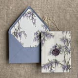 "Wisteria floral vellum wrap for 5x7 card | pack of 10" - Invitation Jackets and Overlays in purple by Ivory Invitations
