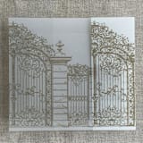 "Hazelnut vintage style gate to the palace gardens vellum wrap for 5x7 card | pack of 10" - Invitation Jackets and Overlays in natural by Ivory Invitations