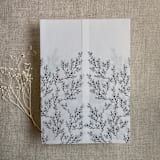 "Alice black botanic French toile leafy branch pattern printed vellum wrap for 5x7 card | pack of 10" - Invitation Jackets and Overlays in black by Ivory Invitations
