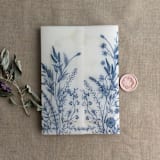 "Navy English botanical garden floral vellum wrap for 5x7 card | pack of 10" - Invitation Jackets and Overlays in blue by Ivory Invitations