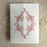 "Old rose print French floral crest vellum wrap for 5x7 card | pack of 10" - Invitation Jackets and Overlays in pink by Ivory Invitations