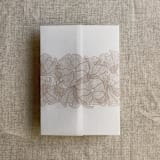 "Cashmere ruffled floral lace printed vellum wrap for 5x7 card | pack of 10" - Invitation Jackets and Overlays in beige by Ivory Invitations