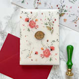 "Red Wildflower Vellum Jacket for Wedding Invitations (10 Pack)" - Invitation Jackets and Overlays in red by Carley Zuercher