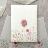 "Colorful wildflowers vellum wrap for invitations | Set of 10" - Invitation Jackets and Overlays in multicolorassorted-colors by Maria Ferrer G.