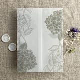 "Oyster Hydrangea floral printed vellum wrap for 5x7 card | pack of 10" - Invitation Jackets and Overlays in gray by Ivory Invitations