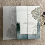 "Oyster Hydrangea floral printed vellum wrap for 5x7 card | pack of 10" - Invitation Jackets and Overlays in gray by Ivory Invitations