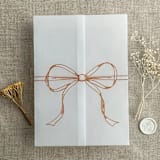 "Ginger ribbon bow printed vellum wrap for 5x7 card | pack of 10" - Invitation Jackets and Overlays in orange by Ivory Invitations