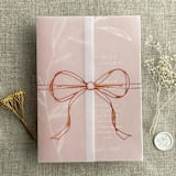 "Ginger ribbon bow printed vellum wrap for 5x7 card | pack of 10" - Invitation Jackets and Overlays in orange by Ivory Invitations