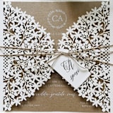 "Custom Floral Laser Cut Elegant Cover | Set of 10 | Envelopes Included" - Invitation Jackets and Overlays in white by Self Stationery