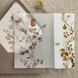 "Autumn harvest botanical garden vellum wrap for 5x7 card | pack of 10" - Invitation Jackets and Overlays in multicolor by Ivory Invitations