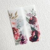 "Blush & Burgundy Floral Vellum Jacket | Set of 10" - Invitation Jackets and Overlays in multicolor by Megan Tendler