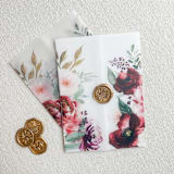 "Blush & Burgundy Floral Vellum Jacket | Set of 10" - Invitation Jackets and Overlays in multicolor by Megan Tendler