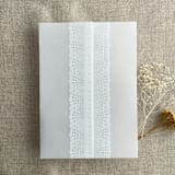 "Emma white lace printed vellum wrap for 5x7 card | pack of 10" - Invitation Jackets and Overlays in white by Ivory Invitations