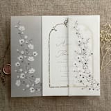 "White ink print white flax flower branch printed vellum wrap for 5x7 card  | pack of 10" - Invitation Jackets and Overlays in white by Ivory Invitations