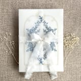 "French blue print French floral crest vellum wrap for 5x7 card | pack of 10" - Invitation Jackets and Overlays in blue by Ivory Invitations
