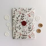 "Red wild berries leafy branches printed vellum wrap for 5x7 card | pack of 10" - Invitation Jackets and Overlays in multicolor by Ivory Invitations