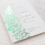 "Flowers Real Green Foil Stamping on Vellum Jackets, Set of 10" - Invitation Jackets and Overlays in green by Self Stationery