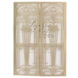 "Old Gold Great Gatsby Gatefold Laser Cut Invitation Jacket for 5x7 Card | Set of 10 | Envelopes Included" - Invitation Jackets and Overlays in gold by Self Stationery