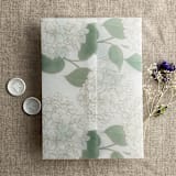 "Antique Hydrangea flower sage leaf printed vellum wrap for 5x7 card | pack of 10" - Invitation Jackets and Overlays in green by Ivory Invitations