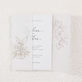 "Modern Vellum Jacket Real Gold Foil Stamping Roses, Set of 10" - Invitation Jackets and Overlays in gold by Self Stationery