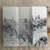 "Black vineyard landscape sketch printed vellum wrap for 5x7 card | pack of 10" - Invitation Jackets and Overlays in black by Ivory Invitations