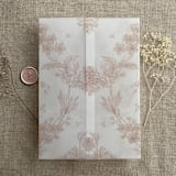"Venetian floral lace cashmere color printed vellum wrap for 5x7 card | pack of 10" - Invitation Jackets and Overlays in pink by Ivory Invitations