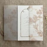 "Venetian floral lace cashmere color printed vellum wrap for 5x7 card | pack of 10" - Invitation Jackets and Overlays in pink by Ivory Invitations