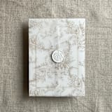 "Hazelnut poppy floral toile printed vellum wrap for 5x7 card | pack of 10" - Invitation Jackets and Overlays in natural by Ivory Invitations