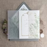 "Sage English botanical garden floral vellum wrap for 5x7 card | pack of 10" - Invitation Jackets and Overlays in green by Ivory Invitations