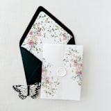 "Pink and blue  Wildflower Vellum Jacket for 5 x 7 Wedding Invitation, Set of 10" - Invitation Jackets and Overlays in pink by Eva Friesen