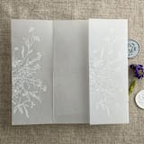 "White ink print Meadow flowers symmetry printed vellum wrap for 5x7 card | pack of 10" - Invitation Jackets and Overlays in white by Ivory Invitations