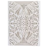 "Custom Laser Cut Jacket for 5x7 Card | Set of 10 | Envelopes Included" - Invitation Jackets and Overlays in white by Self Stationery