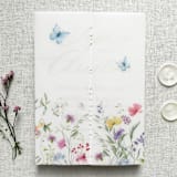 "Wildflower Vellum Jacket for 5x7 Wedding Invitations, Floral and Butterfly Translucent Wrap | Set of 10" - Invitation Jackets and Overlays in white by Self Stationery