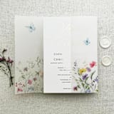 "Wildflower Vellum Jacket for 5x7 Wedding Invitations, Floral and Butterfly Translucent Wrap | Set of 10" - Invitation Jackets and Overlays in white by Self Stationery