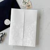 "Vintage Floral White Vellum Wrap | Set of 10" - Invitation Jackets and Overlays in white by Eva Friesen