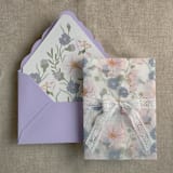 "Seao floral vellum wrap for 5x7 card | pack of 10" - Invitation Jackets and Overlays in multicolor by Ivory Invitations