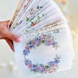 "Samples of Vellum Jackets for 5 x 7 Invitation with Envelopes | Set of 3" - Invitation Jackets and Overlays in green by Self Stationery