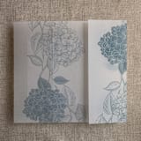 "Steel blue  Hydrangea floral printed vellum wrap for 5x7 card  | pack of 10" - Invitation Jackets and Overlays in blue by Ivory Invitations